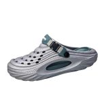 Silver metallic finish Men’s cloud-walk sports slides, perfect for water wear.