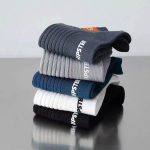 A neat stack of 5-pair Men's Short Socks in various colors with the "HIPSTER" logo visible.