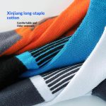 A close-up view showing the high-quality Xinjiang long-staple cotton texture of the breathable, odor-resistant socks.