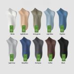 A collection of 10 color variations of Men's Pure Cotton Mid-Calf Socks, ranging from light neutrals to dark tones.